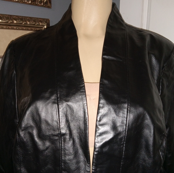 JESSICA LONDON OPEN LEATHER JACKET SZ 16 - Picture 2 of 10